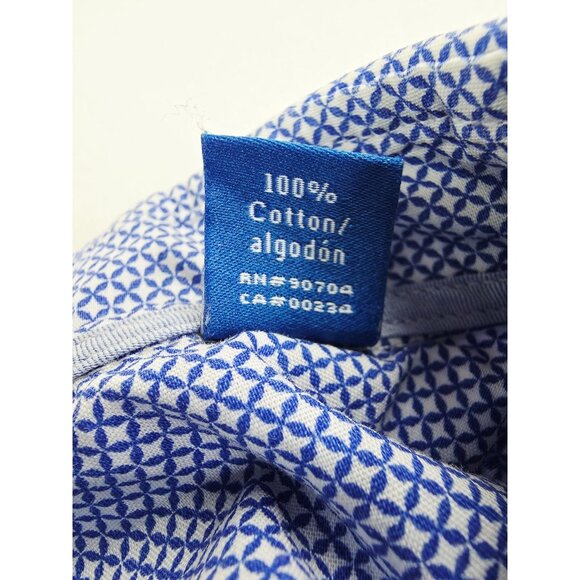 Vince Camuto Slim Fit Spread Collar Size 16 32-33 Mens Blue White Pattern Shirt - Picture 6 of 10
